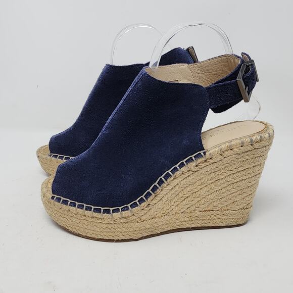 Kenneth Cole Olivia Suede Leather Wedge Platform Espadrilles Heels 7 Sandals - Picture 4 of 11